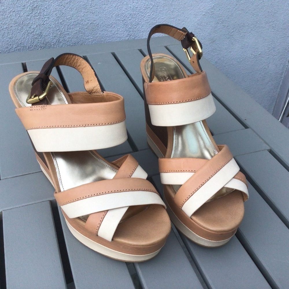 Coach leather wedge sandals